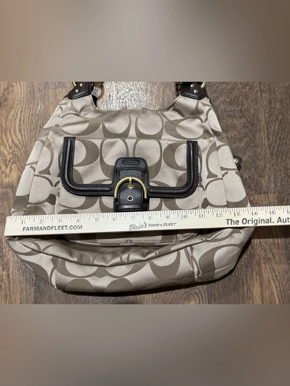 Coach Campbell Signature Hobo large shoulder bag Tan Logo Monogram